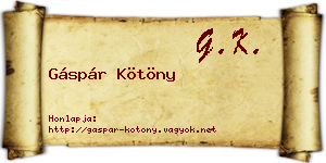 Gáspár Kötöny névjegykártya